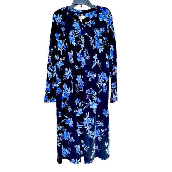 Aria Collection Floral Fleece Nightgown Size M Cozy Pajama Lounger - Picture 1 of 3